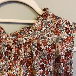 High neck pink floral tank top